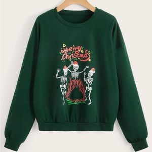 New NWT Merry Christmas With skeletons in Santa hats fun mix of Halloween too